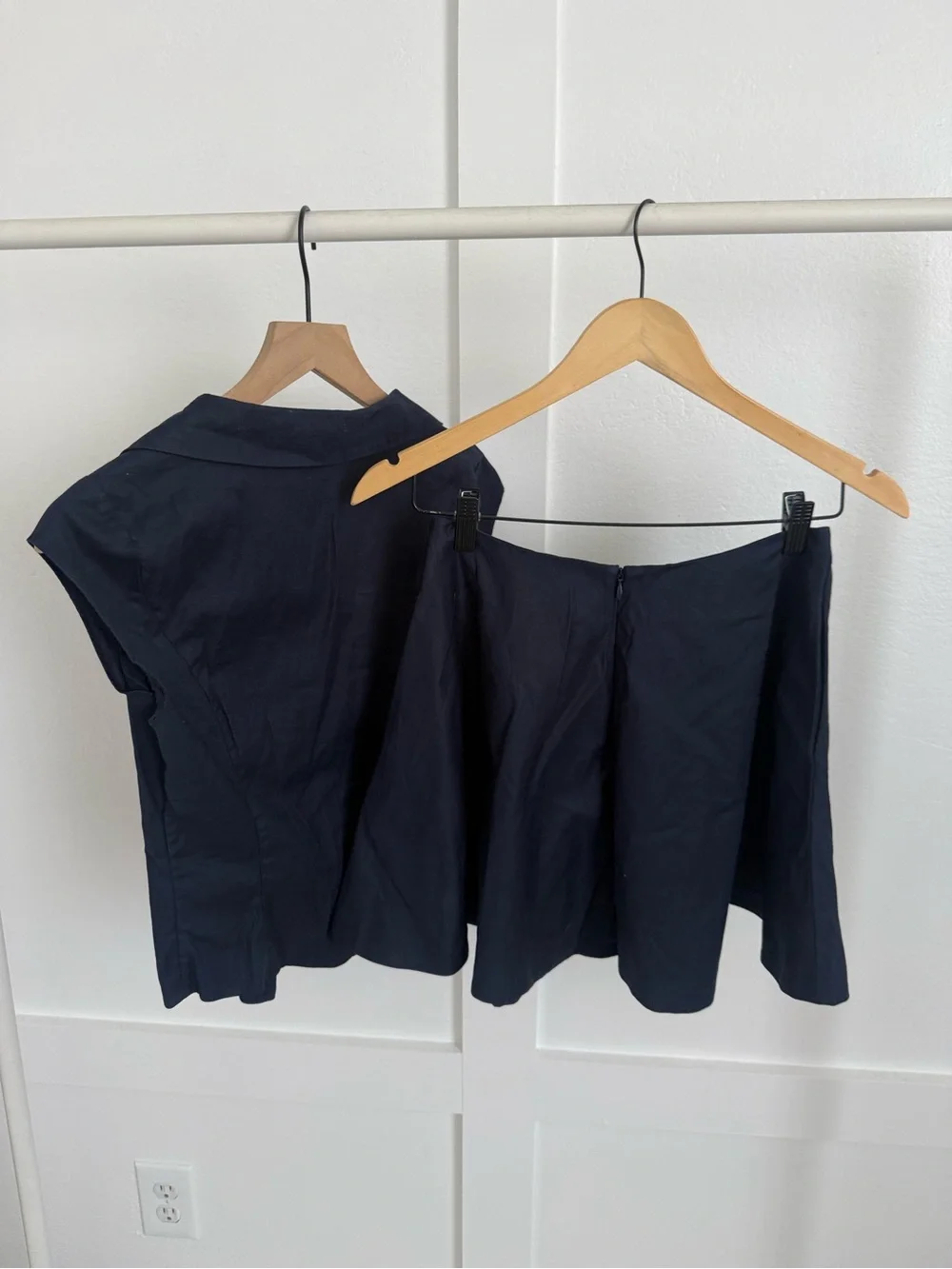 Reformation Chrissa Two Piece Skirt Set Navy Blue